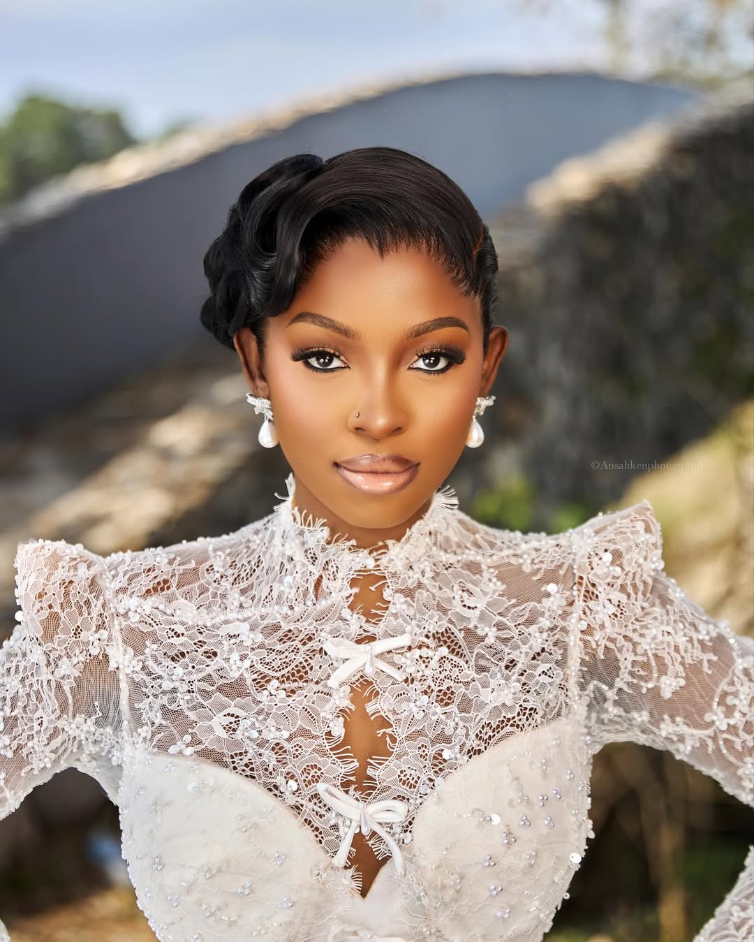 Luxury bridal hairstyling in progress